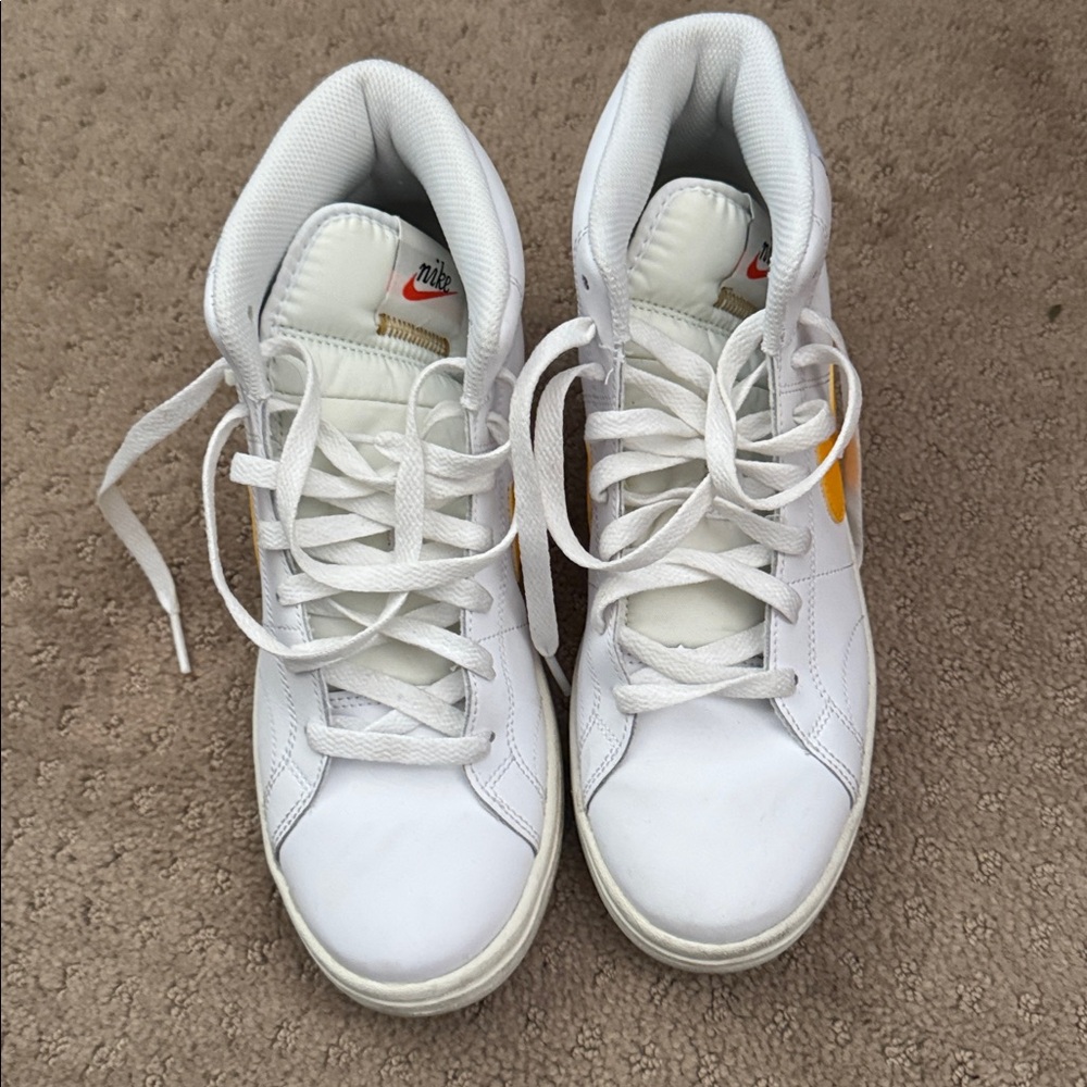 Nike White and Orange High-Top Sneakers